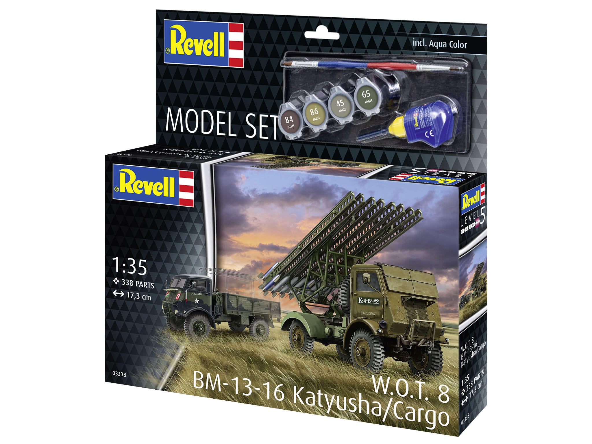 Set Macheta Revell Vehicul Militar W.O.T. 8 Bm-13-16 Katiusa/Cargo Scara 1:35 Rev63338