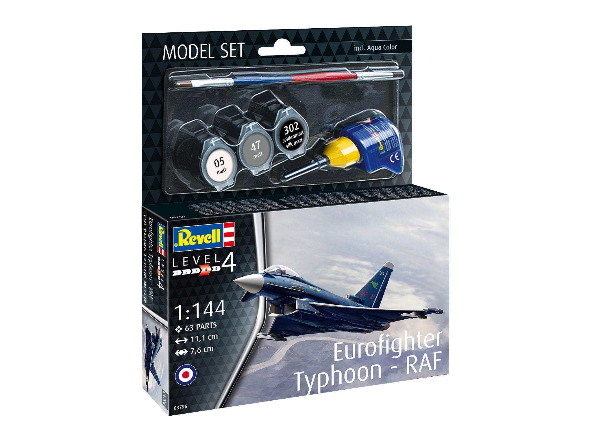 Aeromodel de construit, Revell, Eurofighter Typhoon RAF, 63 piese 63796