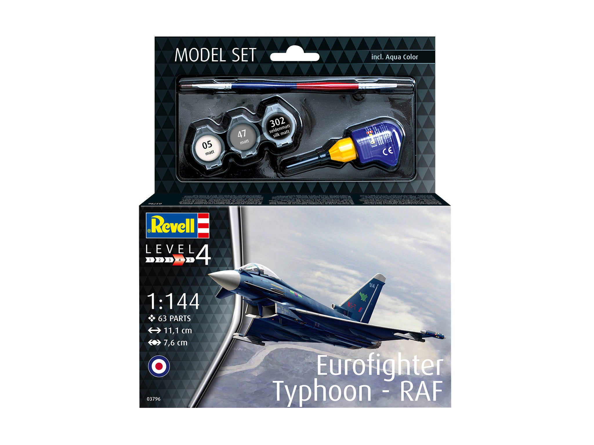 Aeromodel de construit, Revell, Eurofighter Typhoon RAF, 63 piese 63796