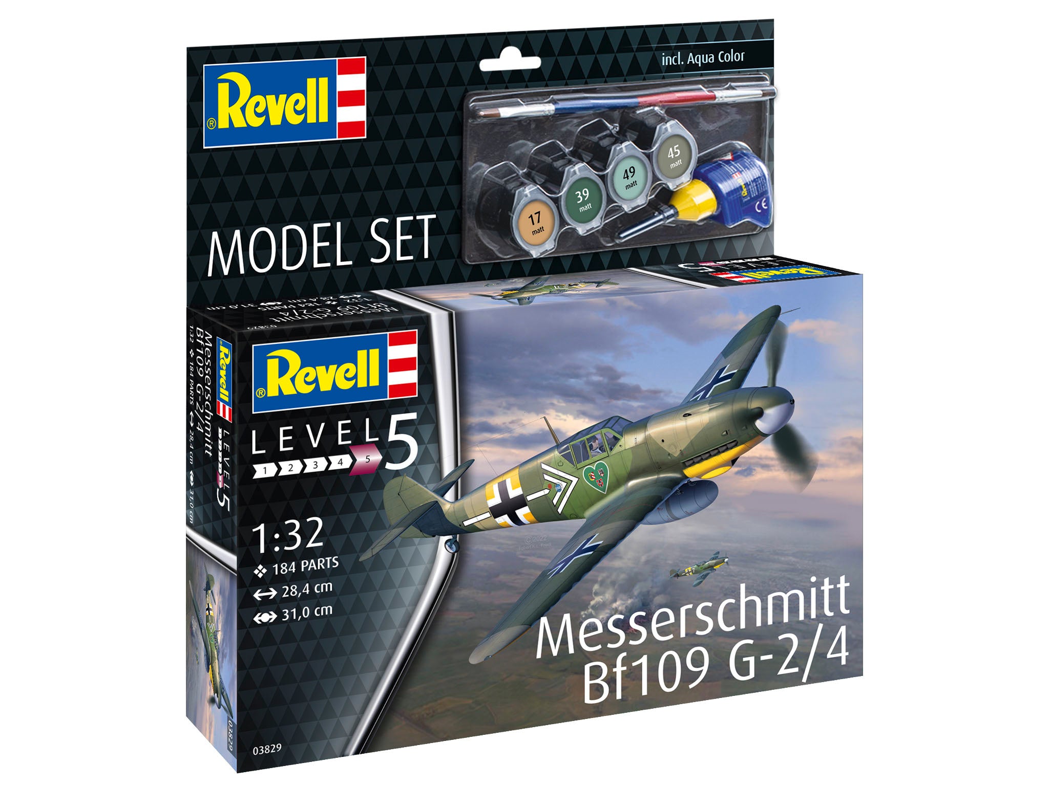 Set model Messerschmitt Bf 109 G-2/4, Revell, 1:32, detalii precise, 384x365mm 63829
