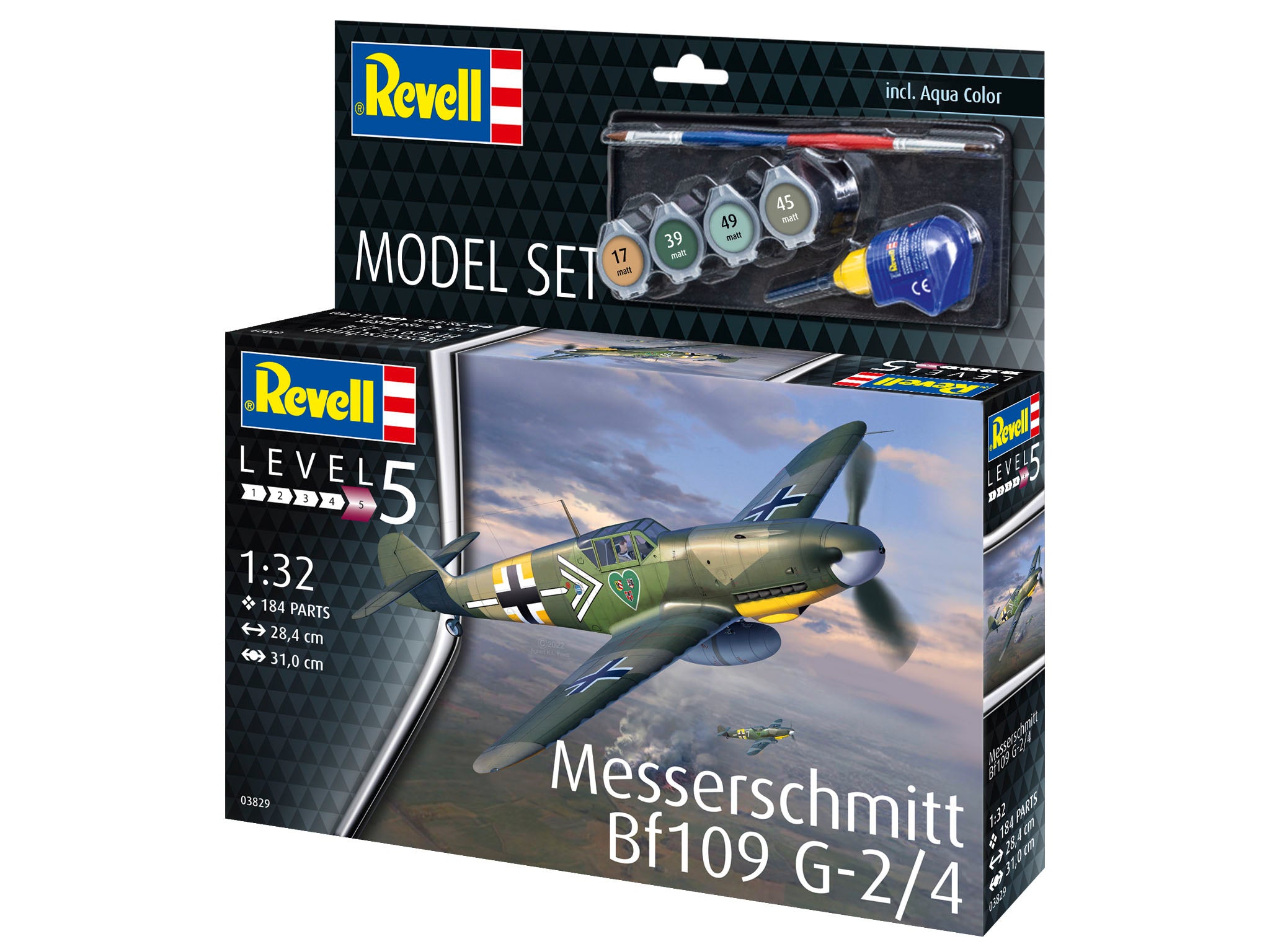 Set model Messerschmitt Bf 109 G-2/4, Revell, 1:32, detalii precise, 384x365mm 63829