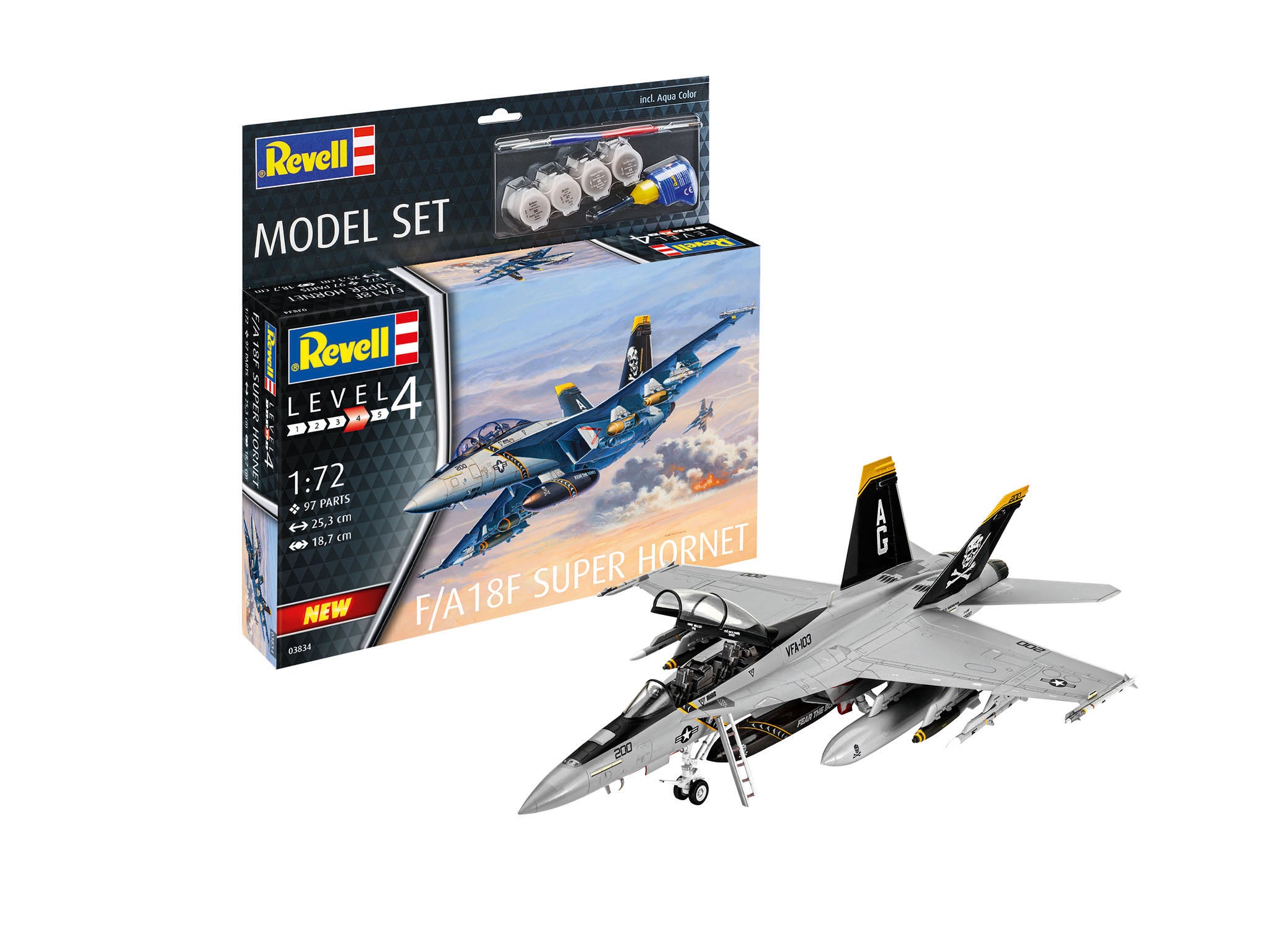 Aeromacheta, Revell, Plastic, F/A-18F Super Hornet, 1:72, 12 ani+ 63834
