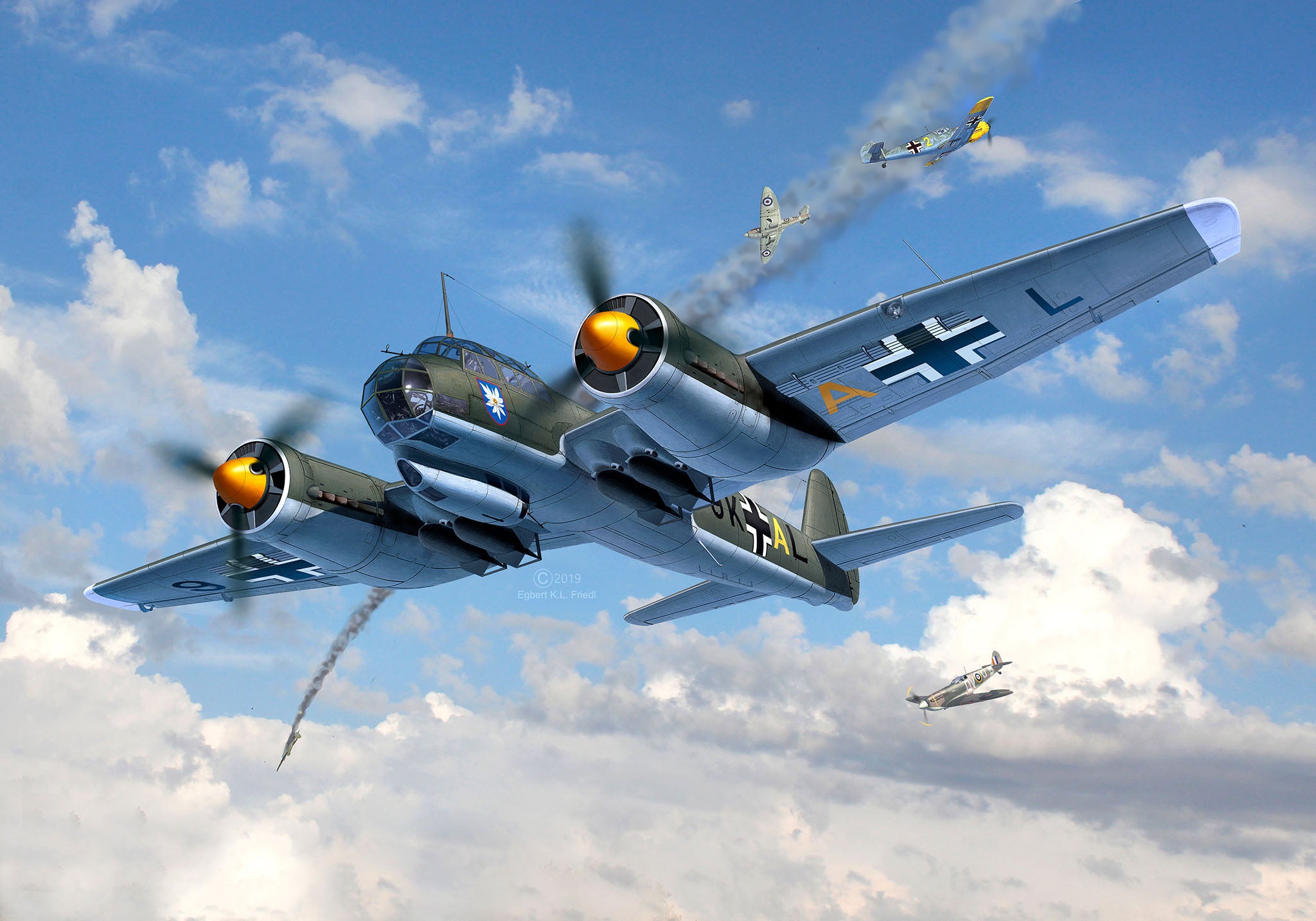 Model aeronautic Junkers Ju88 A-1 Battle of Britain Revell, detalii cockpit, dimensiuni 384x365mm, blister 64972