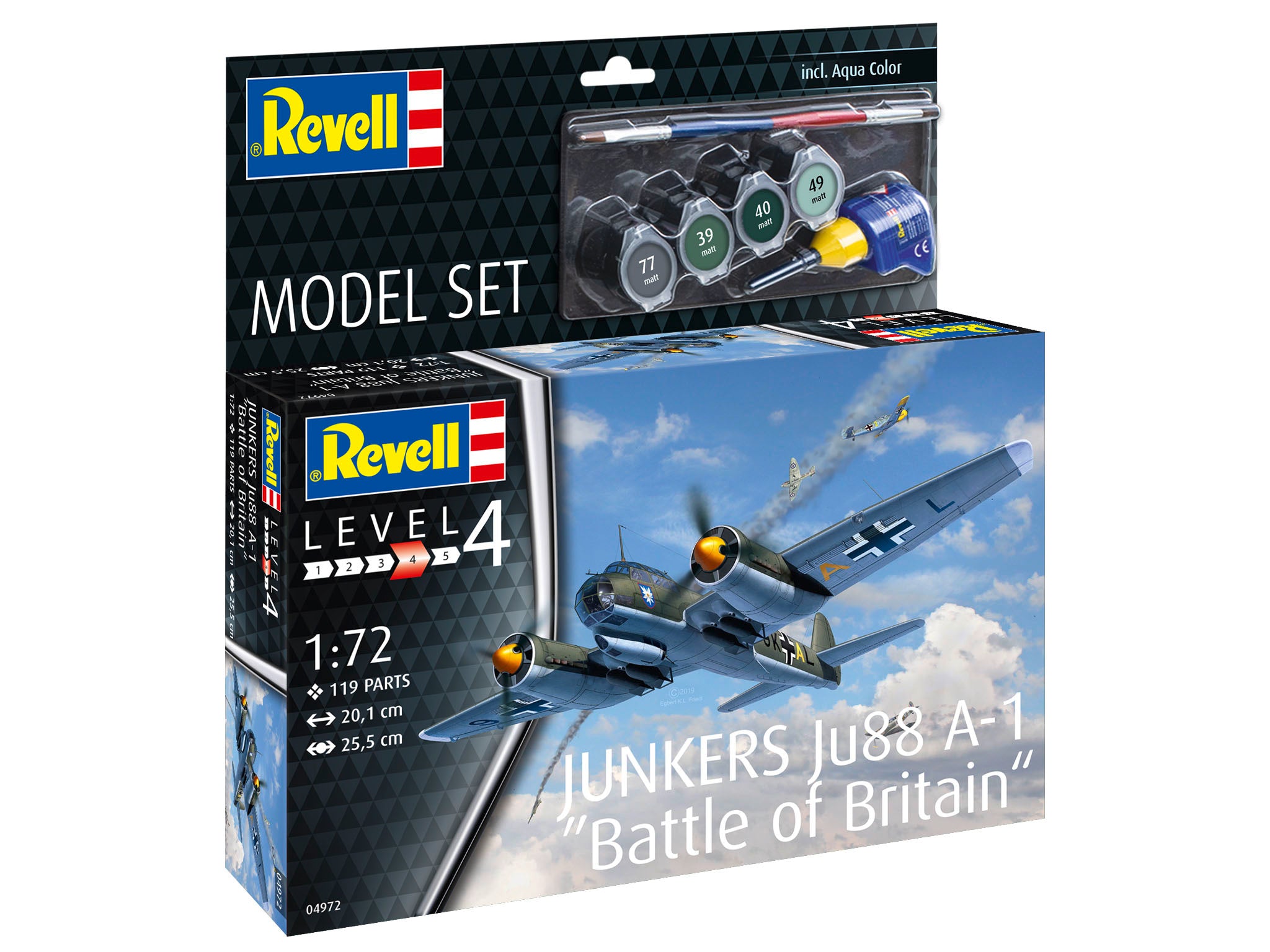 Model aeronautic Junkers Ju88 A-1 Battle of Britain Revell, detalii cockpit, dimensiuni 384x365mm, blister 64972