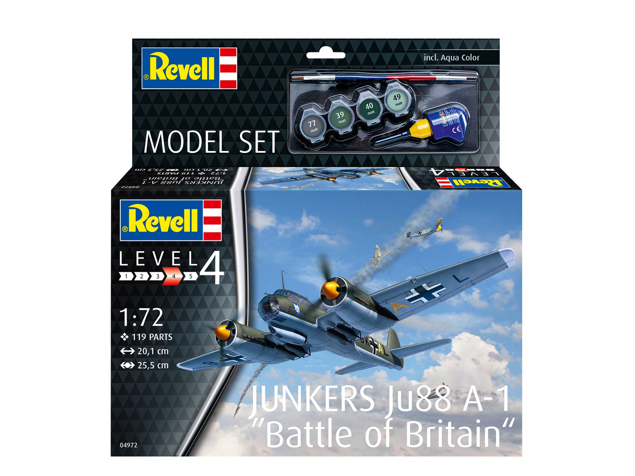 Model aeronautic Junkers Ju88 A-1 Battle of Britain Revell, detalii cockpit, dimensiuni 384x365mm, blister 64972