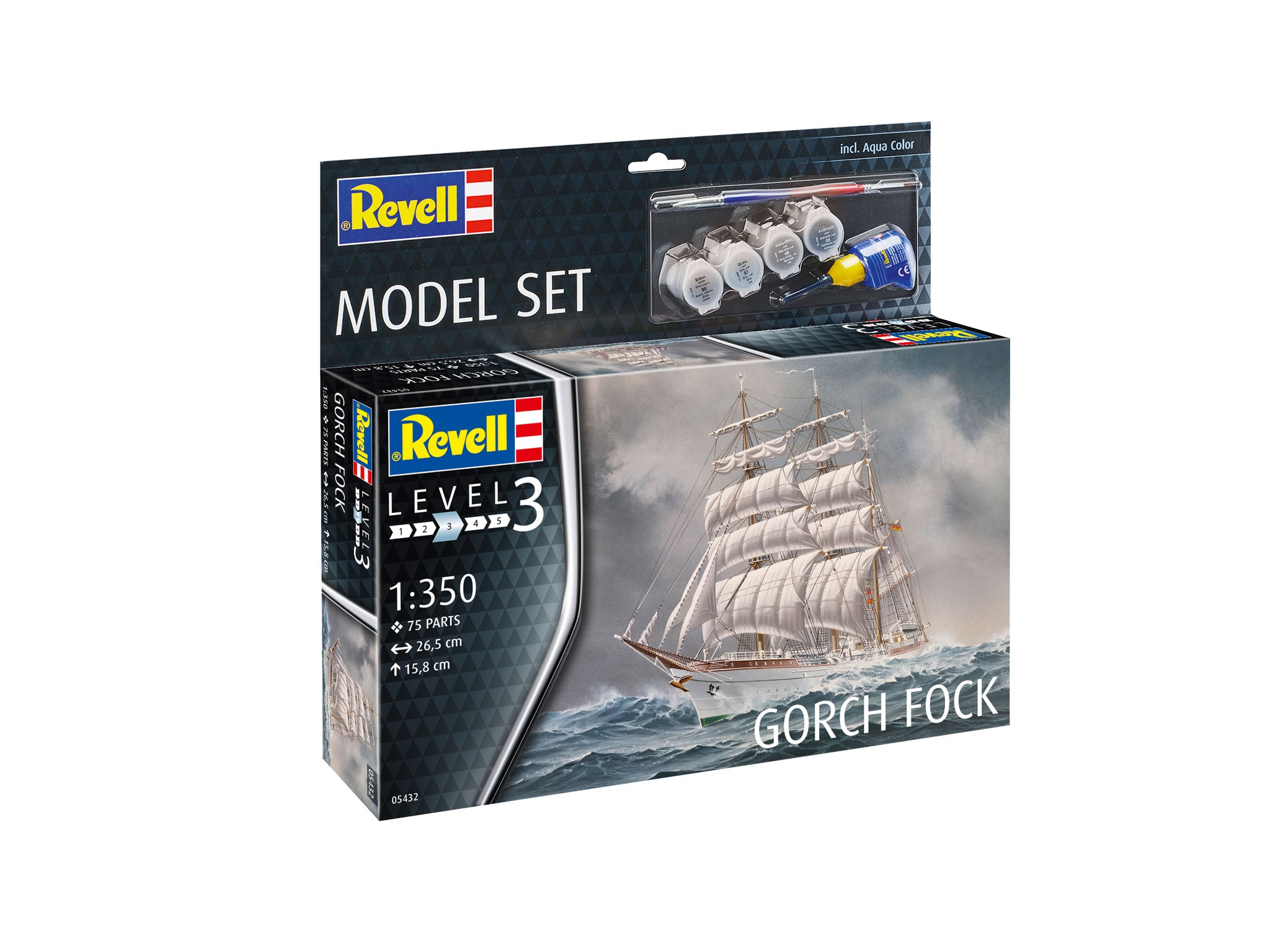 Set model de asamblare, Revell, Nava cu vele Gorch Fock, 75 piese 65432