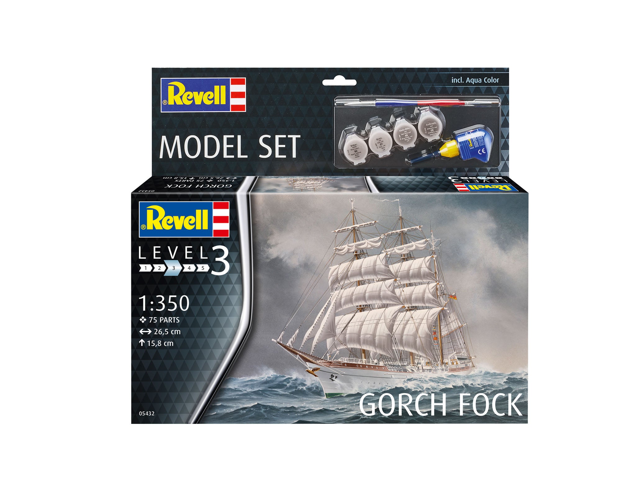 Set model de asamblare, Revell, Nava cu vele Gorch Fock, 75 piese 65432