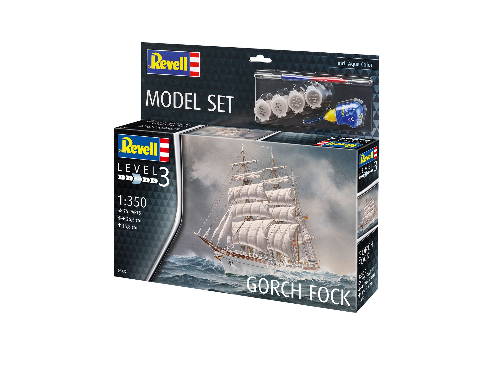 Set model de asamblare, Revell, Nava cu vele Gorch Fock, 75 piese 65432