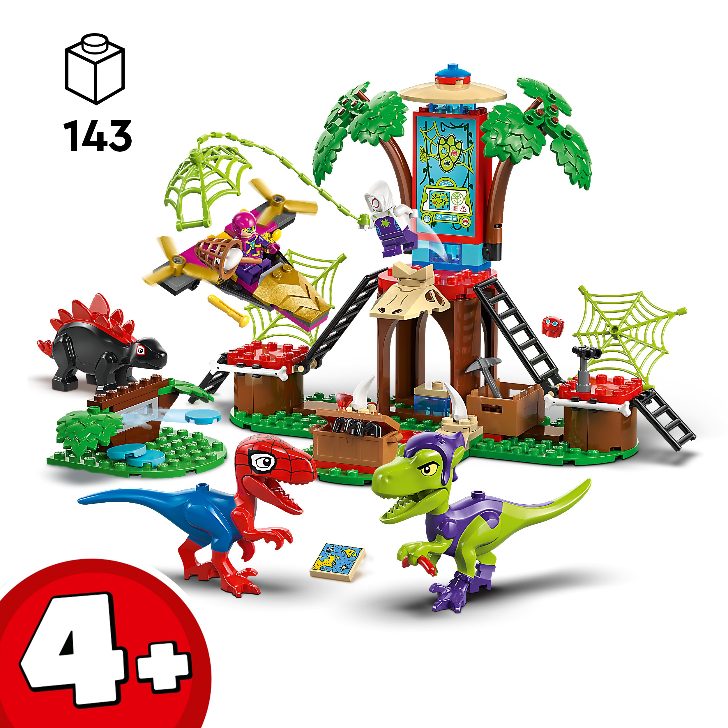 LEGO® Spidey - Infruntarea dintre dinozaurii Spidey si Gobby la casa-sediu din copac 11200, 143 piese