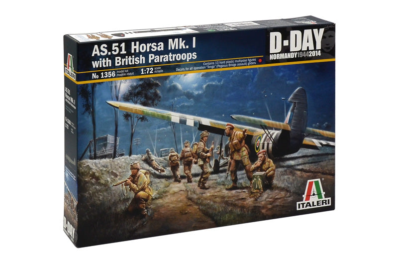 Macheta aeromodele de construit Italeri Airspeed AS-51 Horsa Mk.I with British Paratroopers Normandy 1944 1:72 ITA 1356