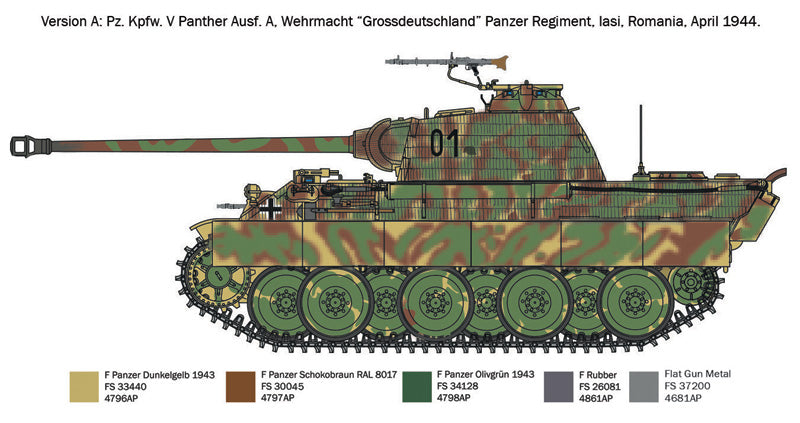 MACHETA  ITALERI VEHICULE MILITARE PZ.KPFW. V PANTHER A SCARA 1:72 IT7018S