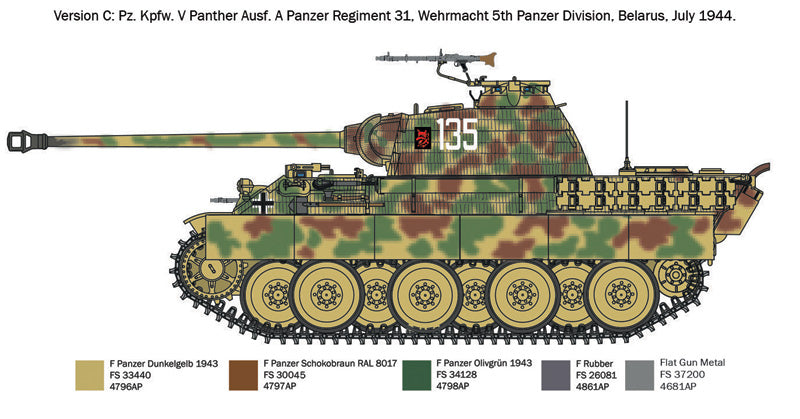 MACHETA  ITALERI VEHICULE MILITARE PZ.KPFW. V PANTHER A SCARA 1:72 IT7018S