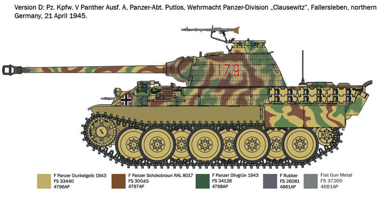 MACHETA  ITALERI VEHICULE MILITARE PZ.KPFW. V PANTHER A SCARA 1:72 IT7018S