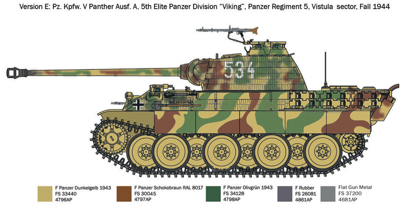 MACHETA  ITALERI VEHICULE MILITARE PZ.KPFW. V PANTHER A SCARA 1:72 IT7018S