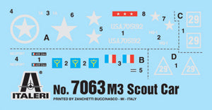 MACHETA  ITALERI VEHICULE MILITARE M3A1 SCOUT CAR SCARA 1:72 IT7063S
