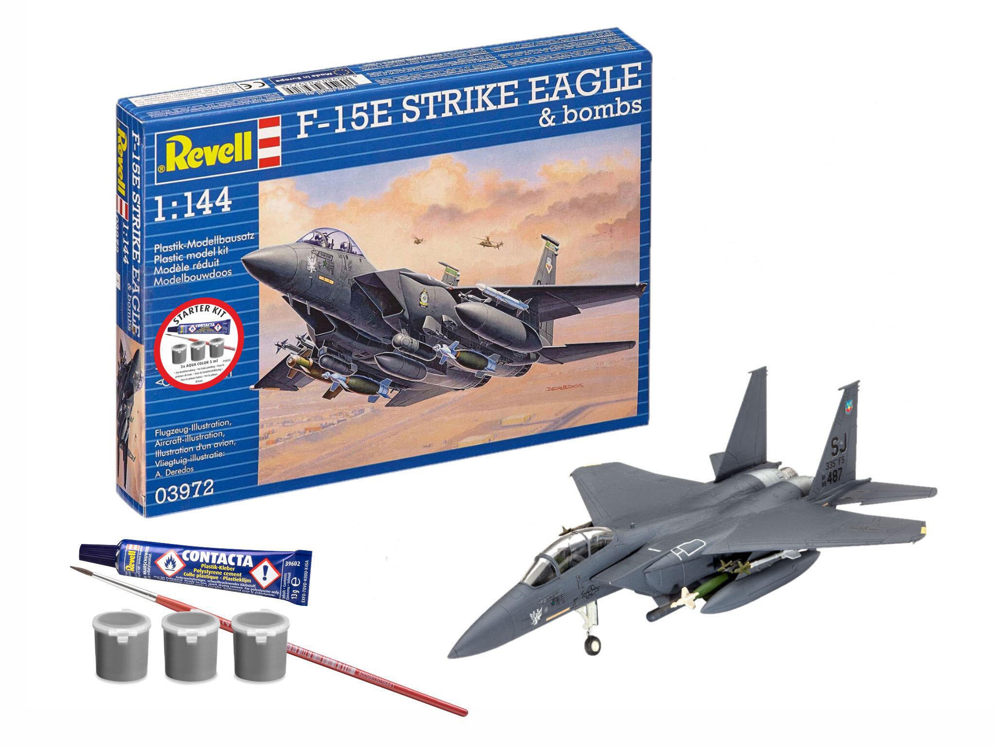 Set Macheta Revell Cu Accesorii De Baza Kit De Start F-15E Strike Eagle Bombe Rev73972