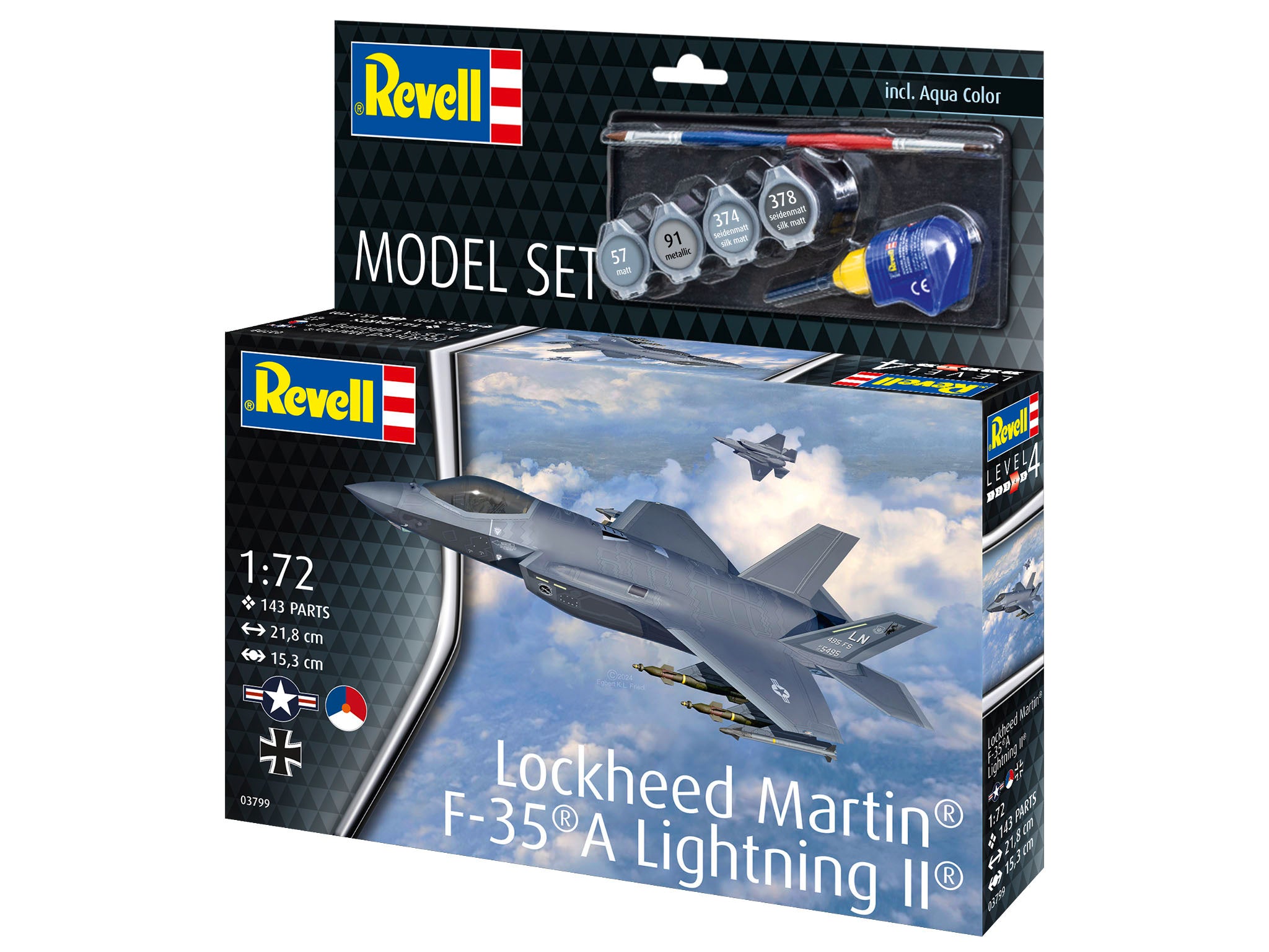 Avion Revell Model Set Lockheed Martin F-35A Lightning Ii Scara 1:72 Rev63799