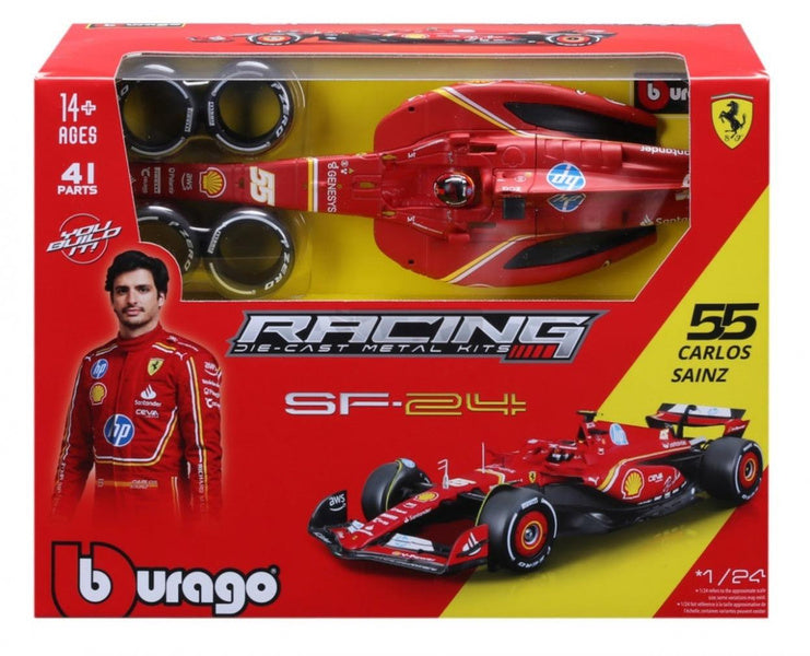 Macheta Bburago 1:24 Kit Model Formula Ferrari-Cu Casca & Fara Suport #55 Carlos Sainz Bb26859