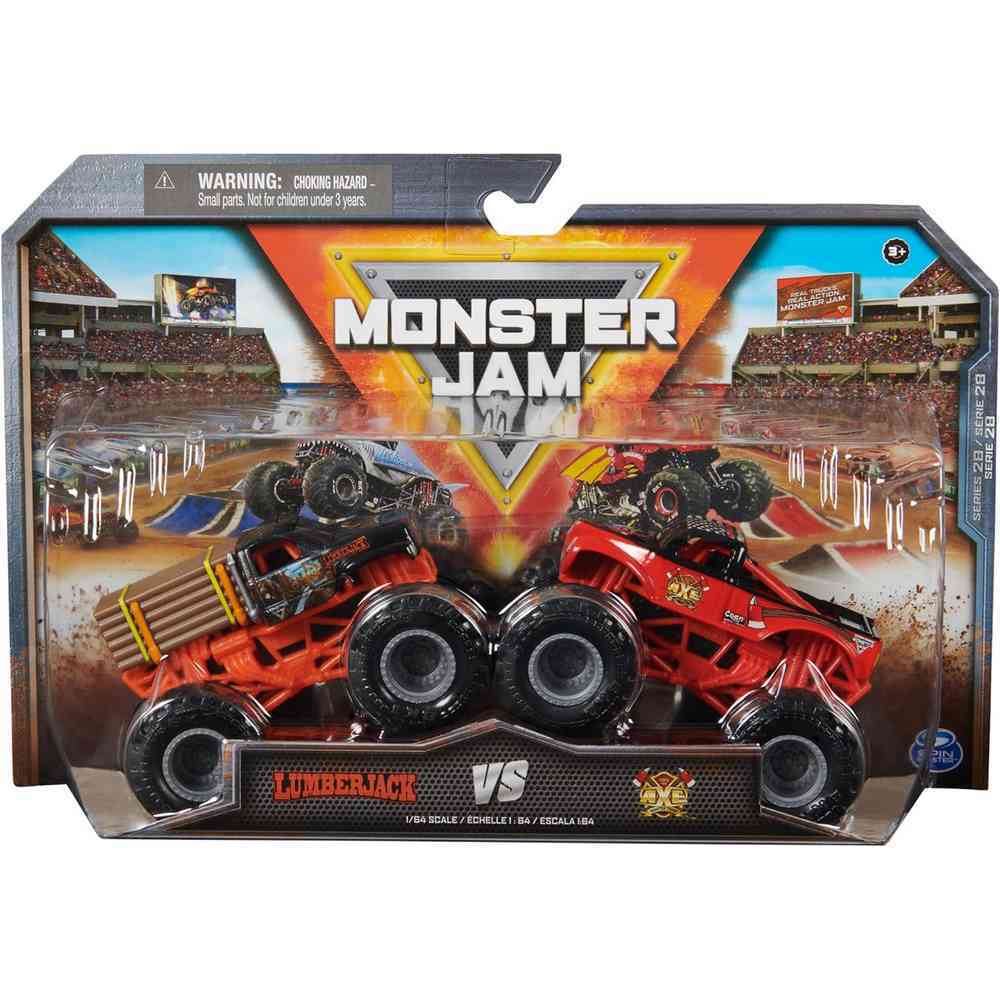 Set 2 masinute Monster Jam scara 1/16, Lumberjack vs Axe, SPM6064128-20144318