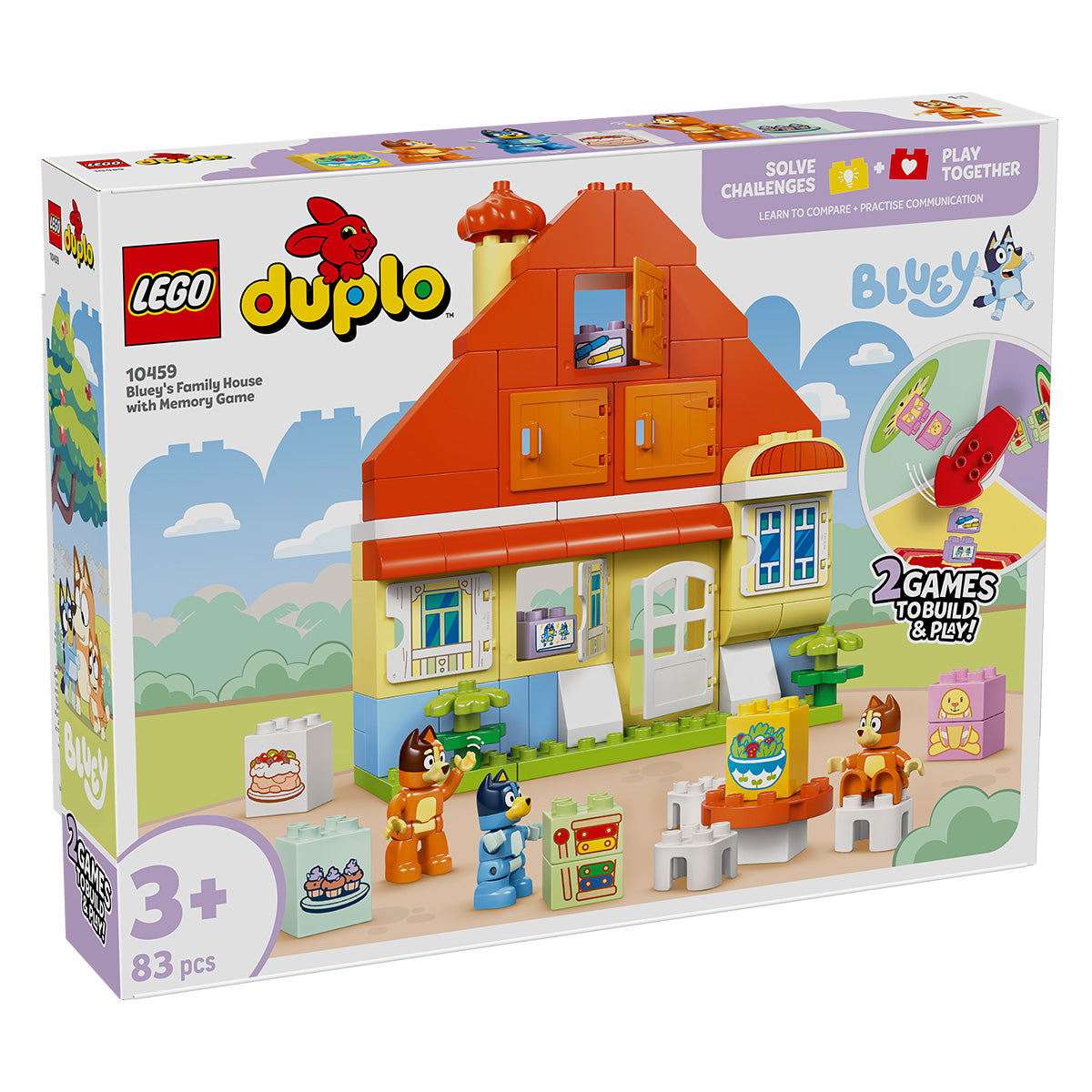 LEGO® DUPLO Bluey - Casa de familie a lui Blue cu un joc de memorie 10459, 83 piese