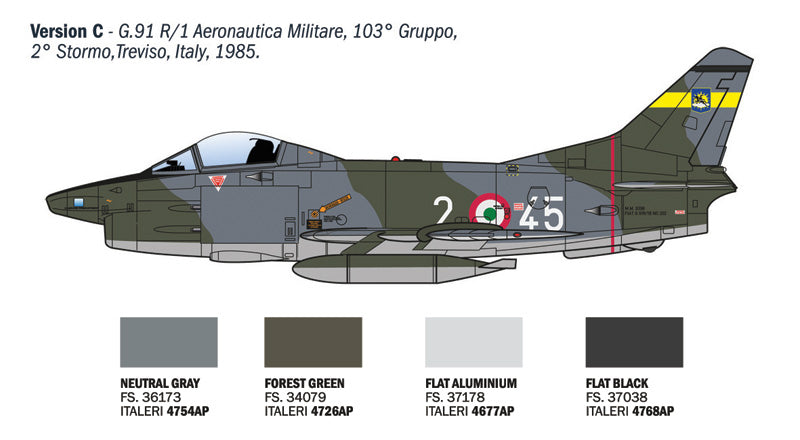 MACHETA  ITALERI AVION G91 R1/3/4 GINA SCARA 1:48 IT92645