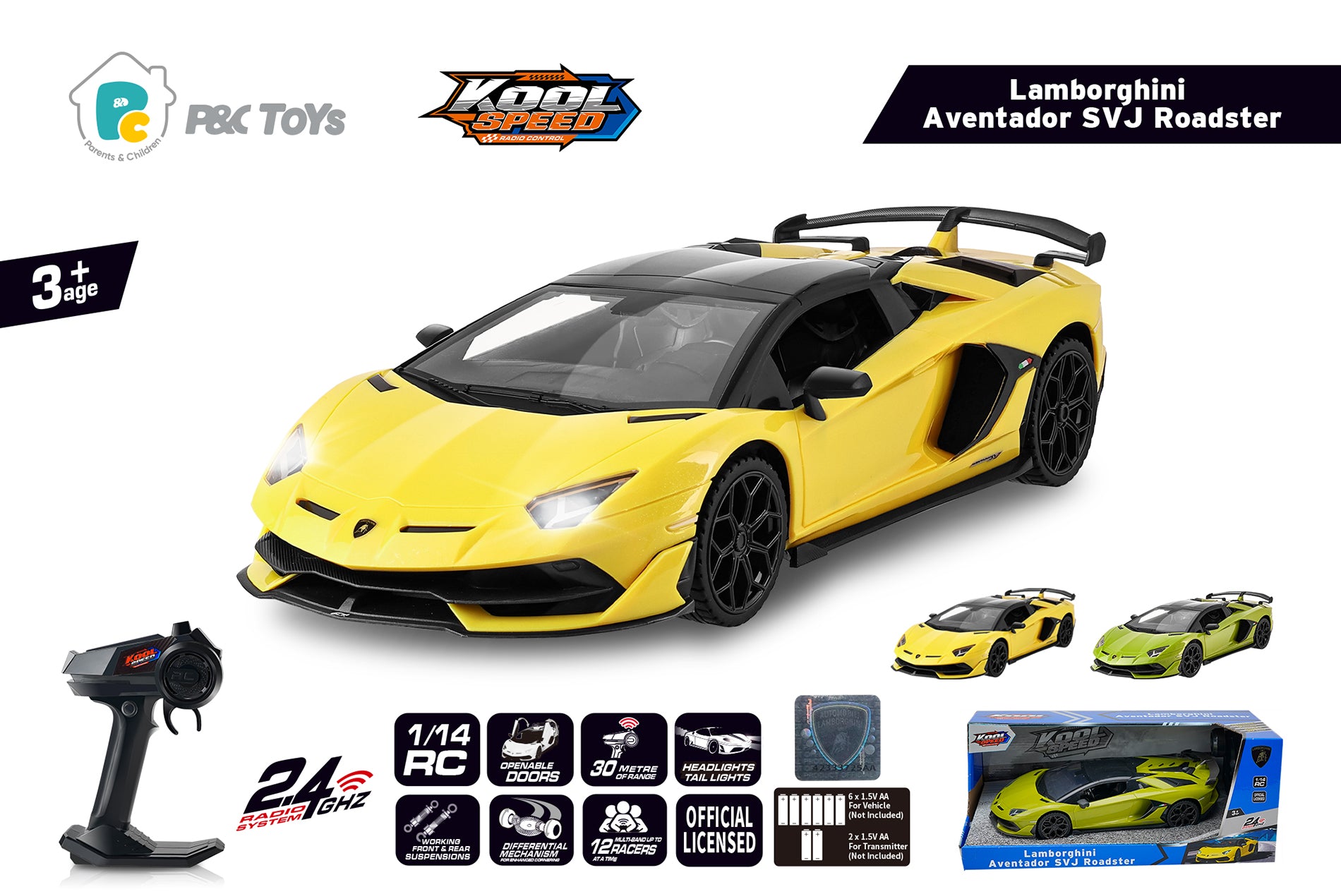 Masina Rc 1/14 Lamorghini Aventador Svj Roadster Galben Pcdhtrc10578Galb