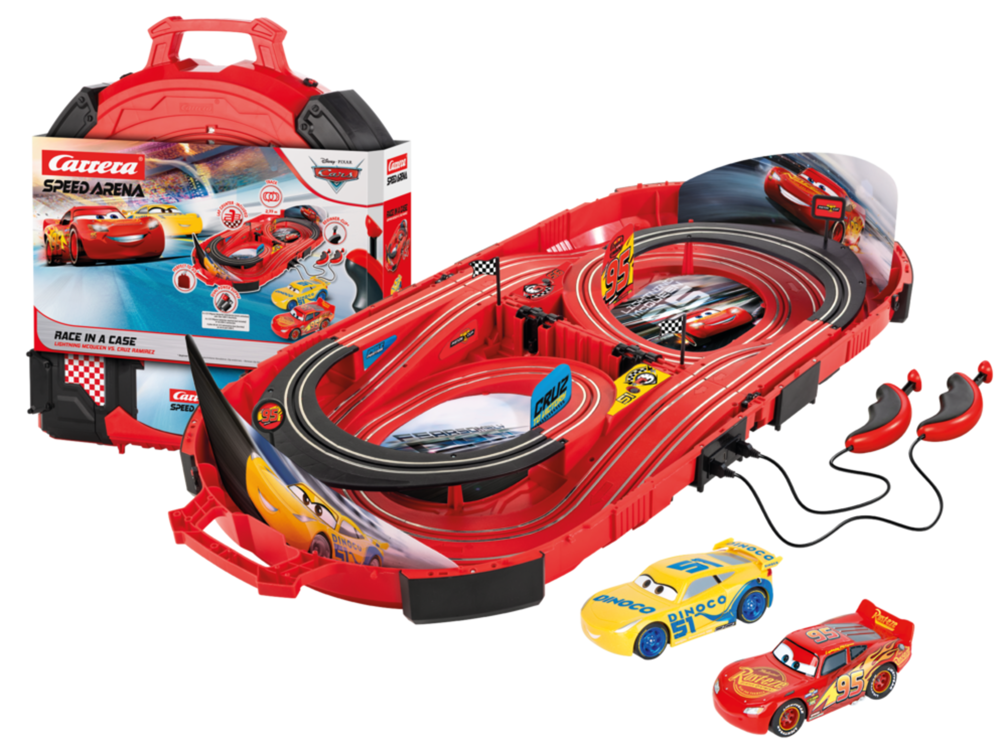Carrera Speed Arena Disney Pixar Cars - Circuit de curse pliabil 2,77 m | 2 jucători | 3+ ani