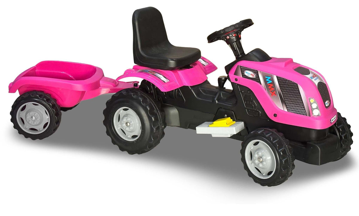 Tractor cu pedale si remorca Micromax MMX Pink