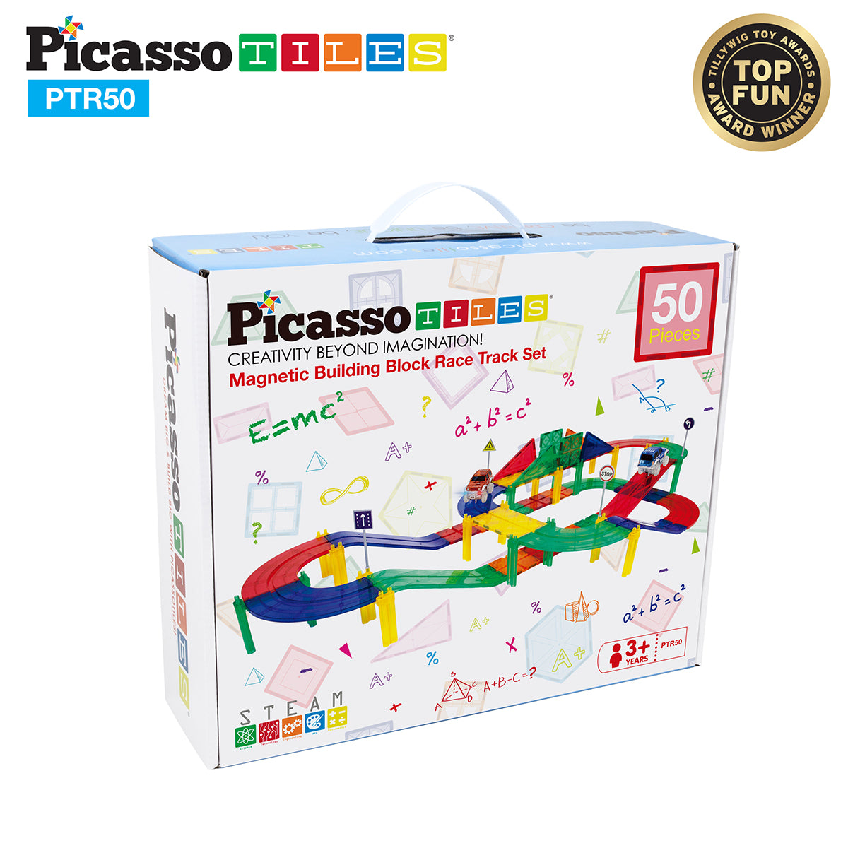 Picasso Tiles Set Magnetic 50 Buc Pista De Curse Cuburi Constructii PICPTR50 021726