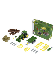 Tractor John Deere cu carucior de lemn si fan