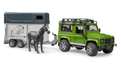 Masina Bruder Leisure Time - Land Rover Defender, cu remorca si cal 02592