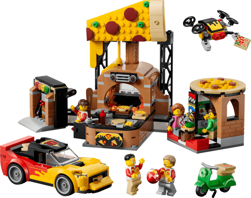 Set de constructie LEGO® City Experienta livrarii de pizza cu vehicule 60496, Jucarii pentru Copii de 6+ ani, Jucarii pentru Baieti si Fete, Idee de Cadou pentru Copii