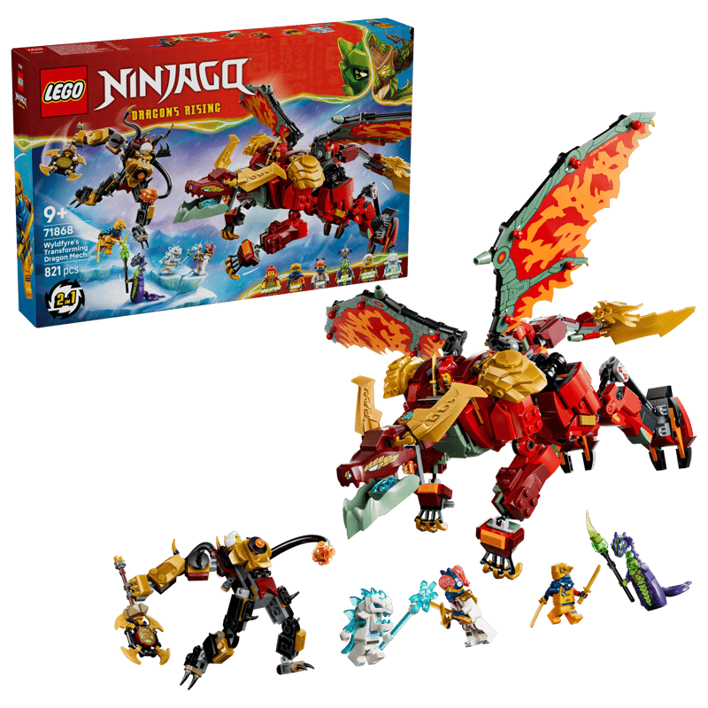 LEGO® NINJAGO® - Robotul dragon transformator al lui Wyldfyre 71868, 821 piese
