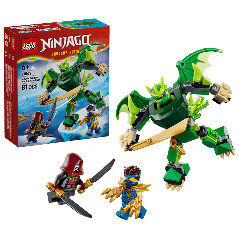 LEGO® NINJAGO® - Pachet de lupta cu robotul dragon al lui Lloyd 71862, 81 piese