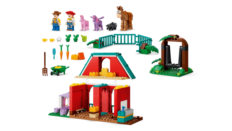 Set de constructie LEGO® Disney si Pixar - Povestea jucariilor 5 Ferma de cai a lui Blaze 43304, Jucarii pentru Copii, Jucarii pentru Baieti si Fete, Idee de Cadou pentru Copii, 209 piese