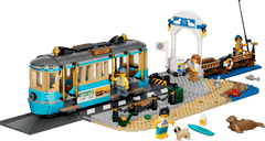 Set de constructie LEGO® City Tramvai de plaja clasic 60506, Jucarii pentru Copii de 7+ ani, Jucarii pentru Baieti si Fete, Idee de Cadou pentru Copiii Pasionati de Trenuri de Jucarie