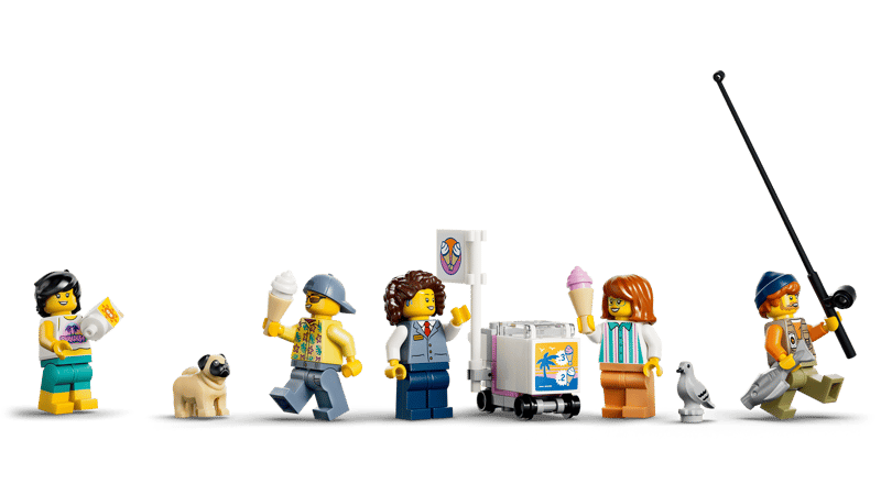 Set de constructie LEGO® City Tramvai de plaja clasic 60506, Jucarii pentru Copii de 7+ ani, Jucarii pentru Baieti si Fete, Idee de Cadou pentru Copiii Pasionati de Trenuri de Jucarie