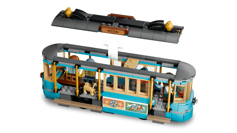 Set de constructie LEGO® City Tramvai de plaja clasic 60506, Jucarii pentru Copii de 7+ ani, Jucarii pentru Baieti si Fete, Idee de Cadou pentru Copiii Pasionati de Trenuri de Jucarie