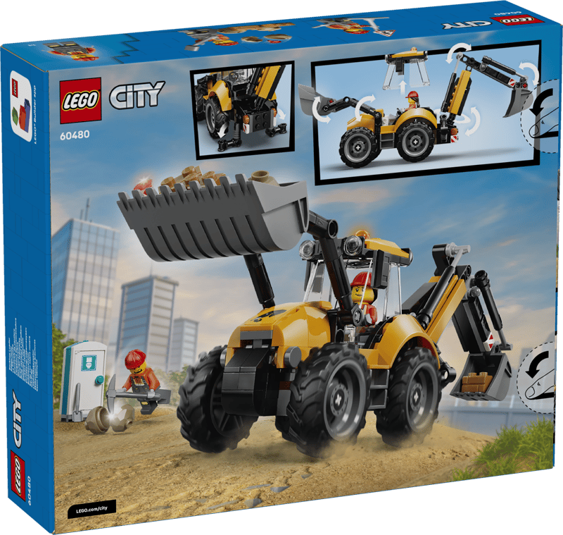 Set de constructie LEGO® City Buldoexcavator galben 60480, Jucarii pentru Copii, Jucarii pentru Baieti si Fete, Idee de Cadou pentru Copii
