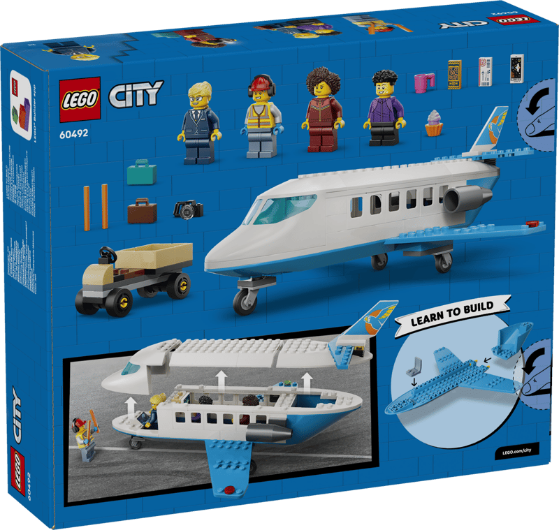 Set de constructie LEGO® City Avion cu reactie pentru pasageri 60492, Jucarii pentru Copii de 4+ ani, Jucarii pentru Baieti si Fete, Avion de Jucarie, Idee de Cadou pentru Copii
