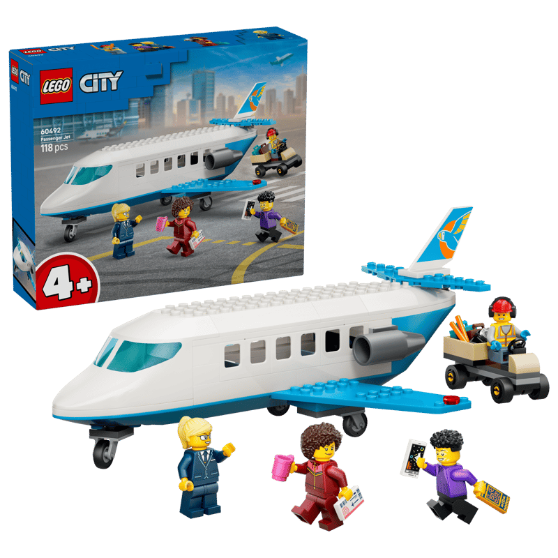 Set de constructie LEGO® City Avion cu reactie pentru pasageri 60492, Jucarii pentru Copii de 4+ ani, Jucarii pentru Baieti si Fete, Avion de Jucarie, Idee de Cadou pentru Copii