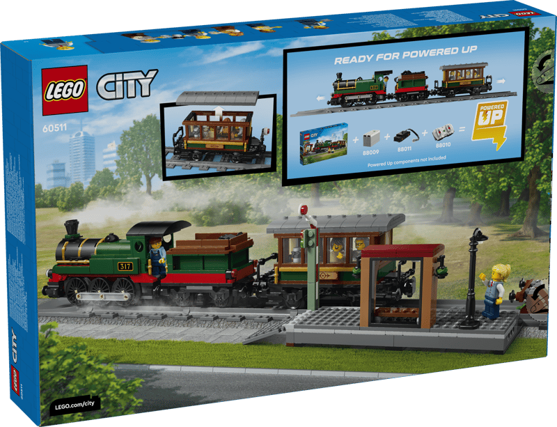 Set de constructie LEGO® City Tren cu aburi vintage 60511, Jucarii pentru Copii de 7+ ani, Jucarii pentru Baieti si Fete, Tren de Jucarie, Idee de Cadou pentru Copii