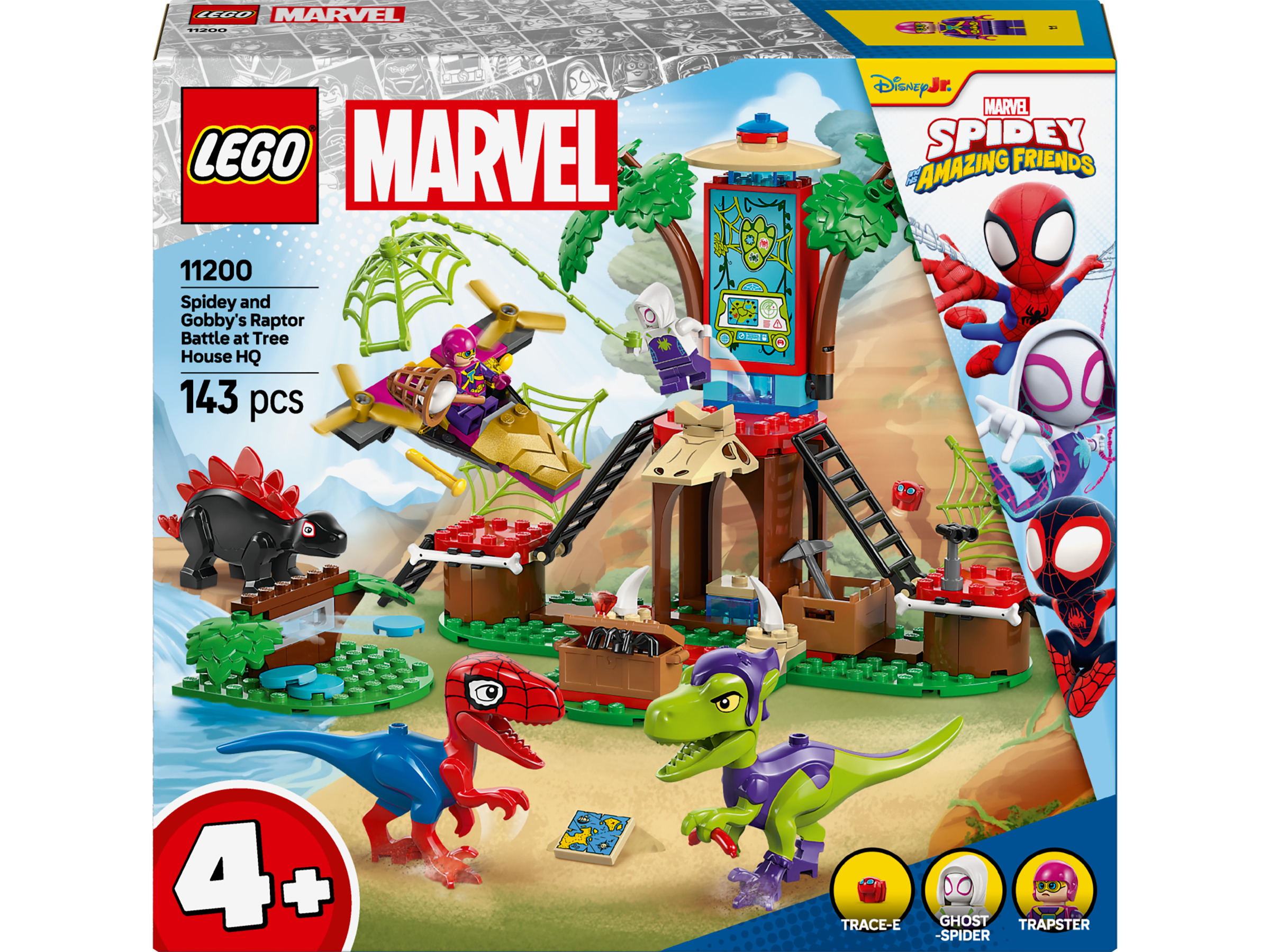 LEGO® Spidey - Infruntarea dintre dinozaurii Spidey si Gobby la casa-sediu din copac 11200, 143 piese