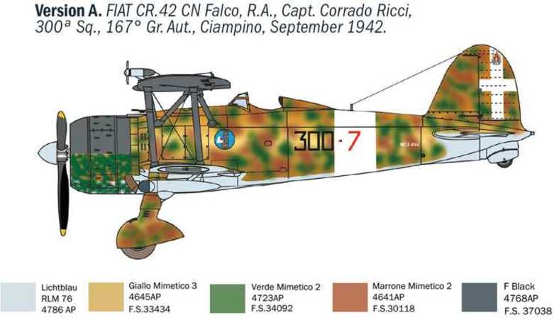 Macheta Fiat Cr.42 Cn "Falco" Night Fighter Italeri It1485S