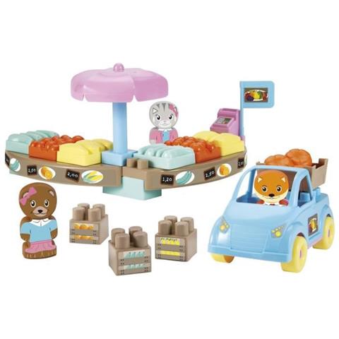 Joc de Construit Ecoiffier Piata Twee Pop Abrick cu Masina si 3 Figurine 3018