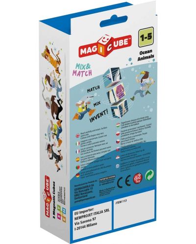 Cuburi magnetice Geomag - Animalele oceanului, 3 piese