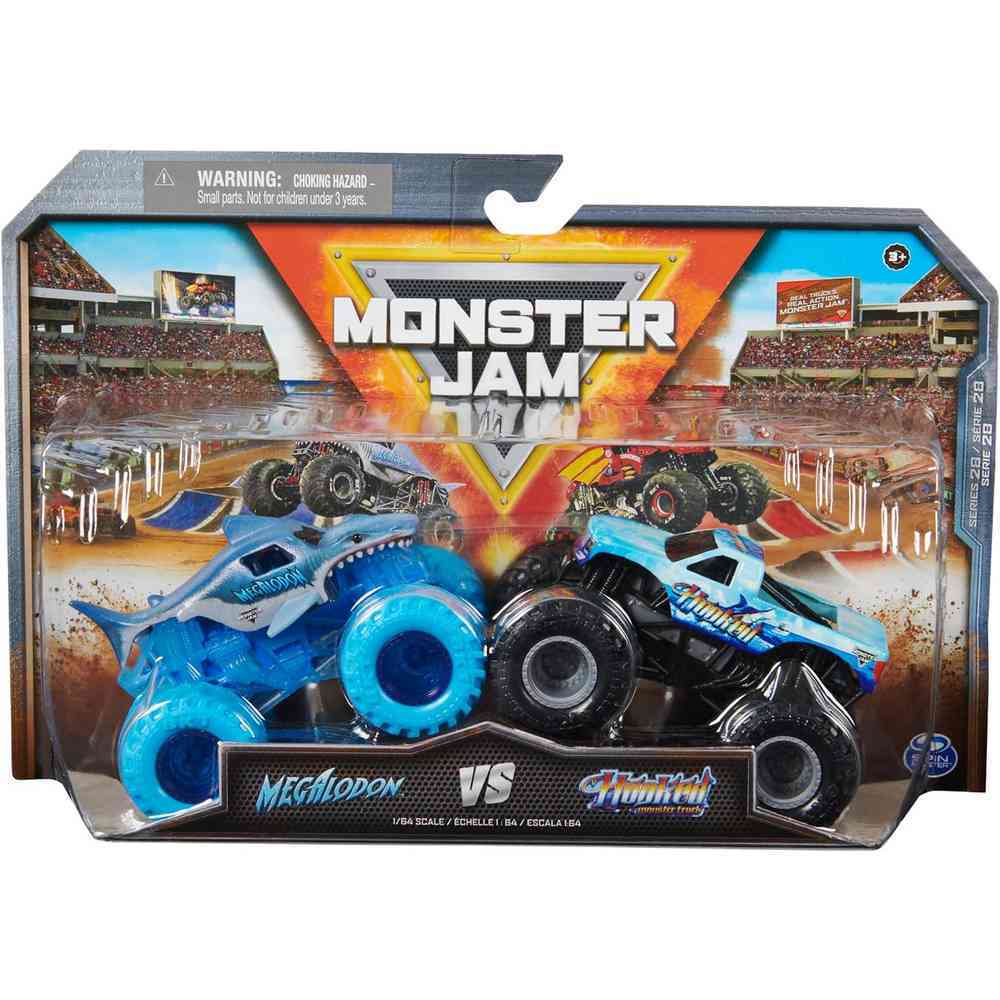 Set 2 masinute Monster Jam scara 1/16, Megalodon vs Hooked, SPM6064128-20144319