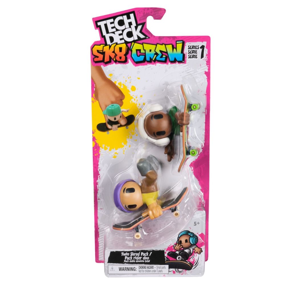 Tech Deck, SK8 Crew, set 2 mini placi de skateboard cu 2 figurine, model 3, SPM6071061-20148774