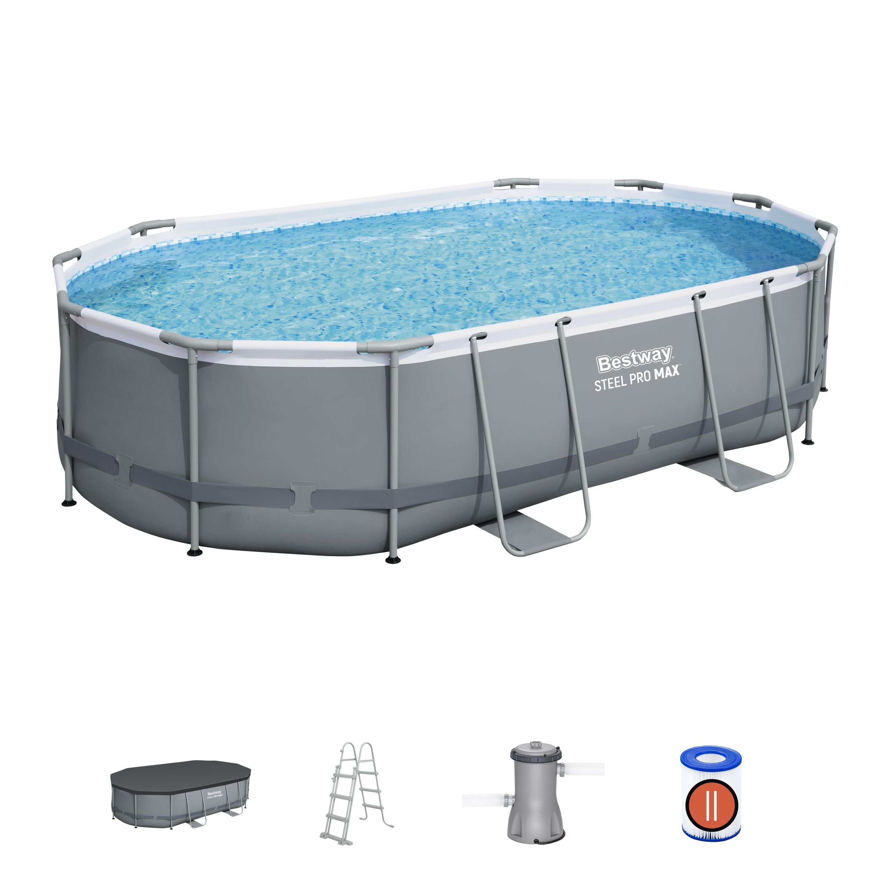 Piscina ovala Bestway Steel Pro Max, 488cm x 305cm x 107cm, BW 56448