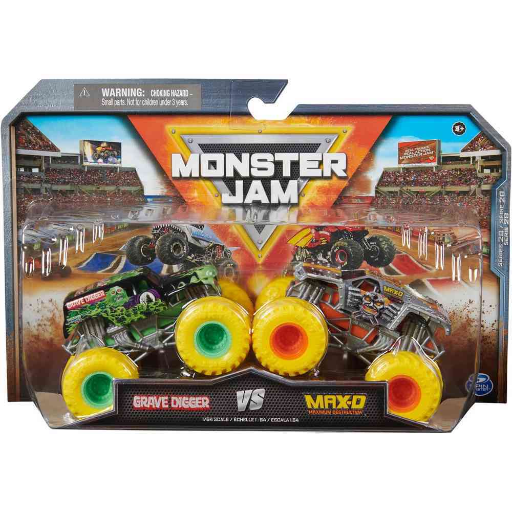 Set 2 masinute Monster Jam scara 1/16, Grave Digger vs Max-D, SPM6064128-20144317